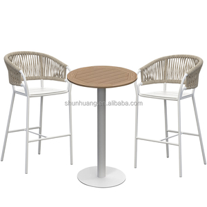 New Arrive Metal Luxury Restaurant Furniture <strong>bar</strong> <strong>Stool</strong> <strong>and</strong> <strong>Table</strong> <strong>Garden</strong> Leisure Rope Woven High Chairs <strong>bar</strong> Set - Product Image 1