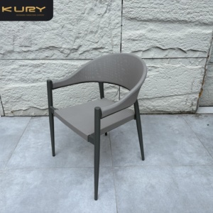 Sedia <span class=keywords><strong>da</strong></span> Pranzo Moderna in Alluminio Portatile per Esterni, Poltrona <span class=keywords><strong>da</strong></span> Giardino con Rete Sintetica Traspirante per Hotel e Uso Commerciale - Product Image 3