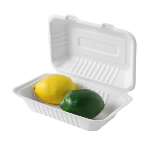 Envase desechable de bagazo para comida rápida, biodegradable, tipo clamshell, para llevar, caja para hamburguesas de caña de azúcar - Product Image 2