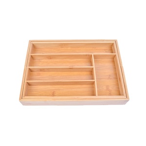 Bamboo Drawer Organizer Rectangular Extendable <b>Storage</b> <b>Box</b> For Knife Cutlery <b>Kitchen</b> Cabinet Organization - Product Image 4