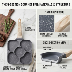 Sartén Antiadherente E-Top para Huevos Fritos, Sartén de Cocina, Mini Sartén para Huevos Escalfados de 5 Tazas, Sartén de Aluminio para Hacer Panqueques y Hamburguesas - Product Image 4