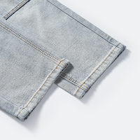 Jean cargo bleu gris délavé pour homme, coupe droite ample, grandes poches utilitaires, OEM, marque privée 4254585-53