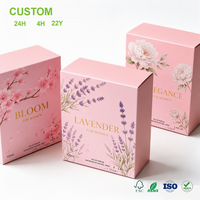 Boîte d'emballage de parfum portable personnalisée, motif floral Sakura aquarelle, estampage à chaud doré, carton à rabat, Eau de Parfum