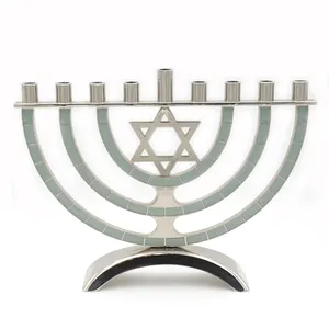 Pabrik Cina Grosir Dekorasi Hanukkah Yahudi Kustom Dekorasi Menorah Chanukah 9 Cabang Tempat Lilin Hanukkah