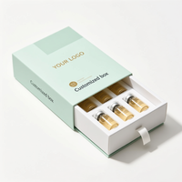Boîte à tiroir de luxe personnalisée avec logo doré, emballage professionnel pour 6 flacons de sérum de 3 ml, boîte coulissante en carton rigide