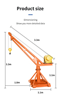 Mini Grue de Levage Rotative à 360 Degrés, 2 Tonnes, Petite Grue de Moteur Chèvre d'Atelier pour Usage Extérieur