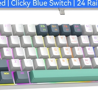 Teclado Mecánico Compacto para Juegos RK61, 60%, Cableado, RGB, Mini USB Tipo-C, Anti-Ghosting, Interruptor Azul, para PC y Portátil