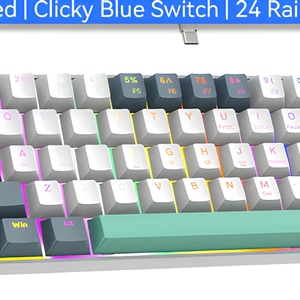 Clavier de jeu mécanique compact 60% <span class=keywords><strong>RK61</strong></span> filaire RGB Mini USB Type-C Interface Anti-Ghosting Switches bleus clic-clac pour PC portable - Product Image 4