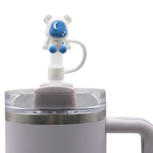 Bouchons de paille créatifs en plastique souple, design 3D mignon de dessin animé, pour accessoires de bar et de boisson - Product Image 6