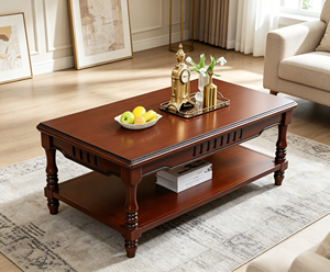 Mesa de Centro de Madera Tradicional con Estante de Almacenamiento, Muebles para Sala de Estar - Product Image 1