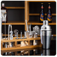 Kit de barman 22 pièces avec support en bambou, outils de bar en acier inoxydable, fourni par le fabricant