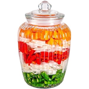 Pot en verre rond hermétique de 2100 ml pour la conservation des aliments, idéal pour les légumes en conserve et le miel - Product Image 1
