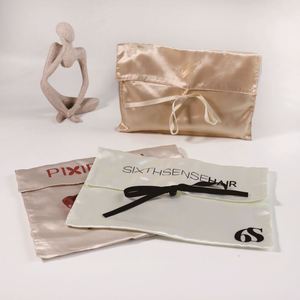Sac enveloppe en satin de soie durable et écologique, imprimé avec le logo de la marque, 20*15cm, couleur naturelle, emballage pour masque pour les yeux, cadeau - Product Image 4