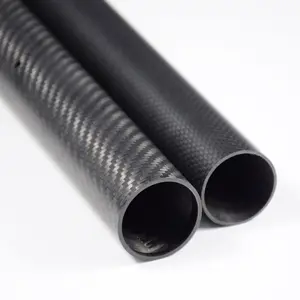 Tubo de carbono 3k de sarga mate, tubo de fibra de carbono brillante liso 3k personalizado, poste de fibra de carbono de 35mm de diámetro, venta al por mayor