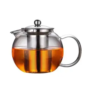 Kleine Clear Hoge Borosilicaatglas Tea Pot Met Verwijderbare 304 Roestvrijstalen Theefilter, Hittebestendige Losse Blad Theepot