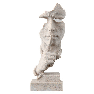 Sculpture en résine abstraite Qi Hang, homme à moitié visage, ornement artistique, décoration d'intérieur - Product Image 4