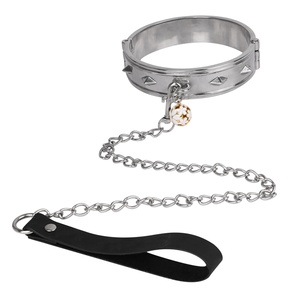 Collier en métal en acier inoxydable, laisse en cuir, collier de bondage, jeu de rôle fétichiste, jeu SM, jouets pour adultes, fournisseur en gros - Product Image 2