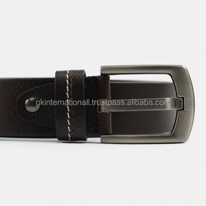 เข็มขัดหนังวัวแท้สำหรับผู้ชายเข็มขัดลำลองหนังวัวสีดำแบบเม็ดเต็มพร้อมหัวเข็มขัดสังกะสีขนาดสั่งทำ - Product Image 1