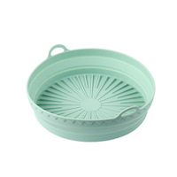 Grande doublure ronde pliable en silicone de 23,5 cm pour friteuse à air, réutilisable, antiadhésive, résistante à la chaleur, 4 couleurs, vente en gros