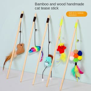 Jouet pour chat en bambou écologique en stock en usine, bâton interactif en peluche pour animaux de compagnie, poisson en lin, plume, <span class=keywords><strong>cloche</strong></span>, été, marque personnalisée, tailles personnalisées - Product Image 2