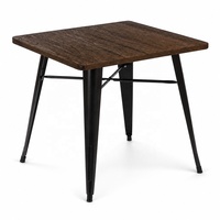 Table industrielle en fer sur mesure avec plateau en bois, qualité supérieure, table de restaurant et de café, vente chaude auprès d'un fabricant chinois