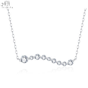 Exclusivo Collar con Colgante de Diamante de Diseño Irregular, Joyería Fina de Oro Blanco Sólido de 18K con Diamante Natural, Amuleto para Mujer, Uso Diario - Product Image 1