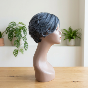 วิกผม FH 5x5 แบบปิดด้านข้าง ทรงพิกซี่คัท  ไม่ต้องใช้กาว  วิกผมหน้าผากลูกไม้สีเทา ผมแท้ 100% วิกผมสั้นทรงพิกซี่ - Product Image 4