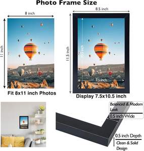 Cadre photo simple en plastique PS noir, vente en gros, 8x10, 11x14, cadre photo mural moderne pour la décoration de la maison - Product Image 2