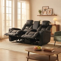 Luxuriöses Elektrisches Relaxsofa aus Echtleder mit Verstellbarer Funktion und Getränkehalter für Wohnzimmer und Heim