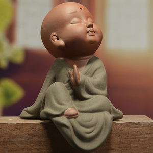 Creative <strong>Antique</strong> Ceramic Monk Zen <strong>Ornament</strong> for Shelf Glazed Desktop Crafts for Living Room Study Perfect Tea Pet Artwork - Product Image 2