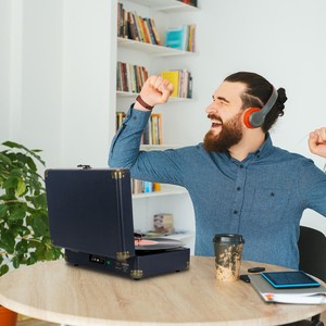 Cao cấp retro Vinyl đĩa Turntable Máy ghi âm cầm tay với thiết kế bằng gỗ, chất lượng âm thanh tuyệt vời, hỗ trợ <span class=keywords><strong>Bluetooth</strong></span>, USB - Product Image 3