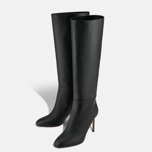 Wide Fit Women's Square Toe Knee High Boots Ladies High Stiletto <b>Heels</b> Shoes Snake Pattern Long Booties - Product Image 2