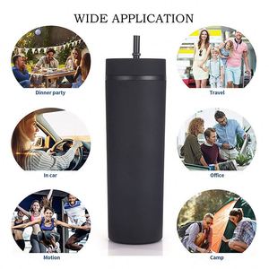 Custom Logo Slim Tumbler Matte Pastel Colored Acrylic Tumblers 16oz Double Wall Plastic Tumblers Reusable Cup with Lid - Product Image 3