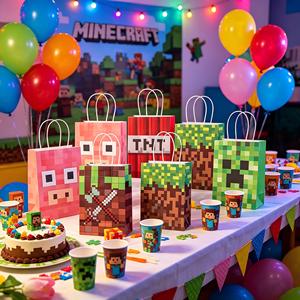 Pixel Miner World Party Bolsas de regalo Estilo Creeper TNT Bolsas de papel de cerdo para regalos de fiesta para niños - Product Image 4