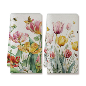 Floral Kitchen <b>Towels</b> 45x66cm <b>Microfiber</b> Set Of 2 For Home Decor And Dish Use - Product Image 2