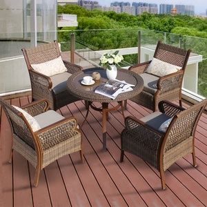 Juegos de muebles de jardín para <span class=keywords><strong>patio</strong></span> al aire libre, mesa de silla de comedor de ratán, 4 asientos, <span class=keywords><strong>juego</strong></span> de jardín de mimbre 5 - Product Image 1