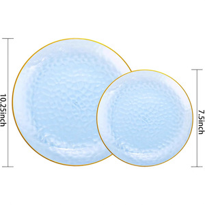 Assiettes jetables en plastique transparent doré à motif marteau robustes pour mariages et fêtes - Product Image 2