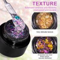 Vente en gros de gel UV de marque privée 15g, gel coloré pour ongles, texture très délicate, gel d'extension pour fleurs séchées
