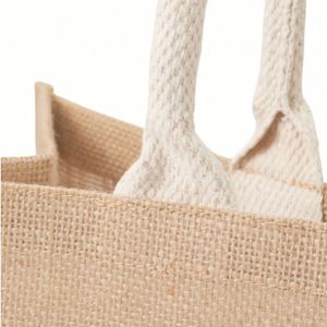 Sacs fourre-tout en jute en gros avec logo personnalisé imprimé, sac de shopping en jute réutilisable, sac de transport naturel en jute - Product Image 3
