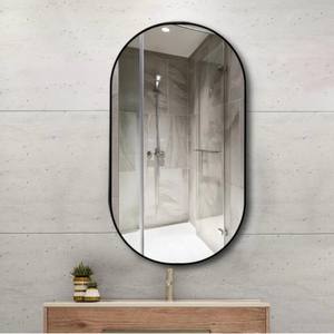 Nouveau produit tendance miroir mural encadré 36 "x 18" ovale noir vanité miroir mural crochets préréglés Design miroir de salle de bain cosmétique - Product Image 4