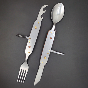 Utensilios para comer para acampar en caliente, cuchara portátil, tenedor, cuchillo, abrebotellas, juego <span class=keywords><strong>de</strong></span> Camping, cubiertos <span class=keywords><strong>de</strong></span> acero inoxidable con herramienta desmontable - Product Image 5