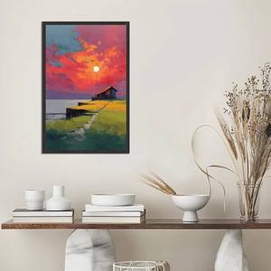 Peinture à l'huile abstraite moderne 100% peinte à la main, <span class=keywords><strong>paysage</strong></span> <span class=keywords><strong>de</strong></span> coucher <span class=keywords><strong>de</strong></span> soleil à texture épaisse, art mural pour la décoration du salon, taille personnalisée - Product Image 6