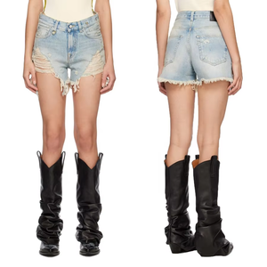 Delle Donne di modo Blu Jean Shorts Nappa Paillettes A Vita Alta <span class=keywords><strong>Bermuda</strong></span> Strass <span class=keywords><strong>Pantaloncini</strong></span> di Jeans Con Frangia - Product Image 1