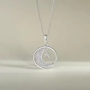 Lateefah Personnalisé Romantique MAMA Bijoux Fête des Mères 2024 Cadeau Cuivre Étoile Demi Lune Pendentif Collier