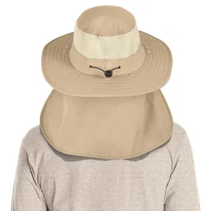 Cappello da pesca a tesa larga per uomo donna, UPF 50 + protezione solare con lembo per il collo per il giardinaggio all'aperto