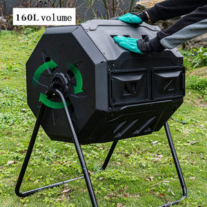 43 Gallon Black Door Outdoor Tumbling Composter Dual <strong>Rotating</strong> Batch <strong>Compost</strong> <strong>Bin</strong> - Product Image 4