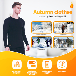 2022 Men's Winter Inner Wear <strong>Top</strong> and Bottom Electrical <strong>Heated</strong> Clothing 5V Battery Operated <strong>Heated</strong> Base Layer - Product Image 2
