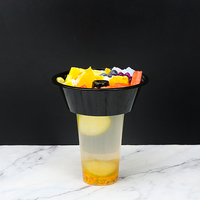 Bol à salade créatif pour fête d'anniversaire, cinéma, popcorn, thé au lait, 2 en 1, bol à fruits, gobelet en plastique avec plateau à collation, diamètre 90 mm