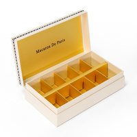 Boîte à dessert de luxe à couvercle rabattable, écologique, avec feuille d'or, personnalisée pour chocolats, biscuits, macarons, emballage alimentaire avec séparateur