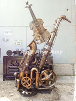 Sculpture d'instruments musicaux en fer forgé, 1 pièce, décoration de bar de style punk, Art Antique, créatif, Style industriel